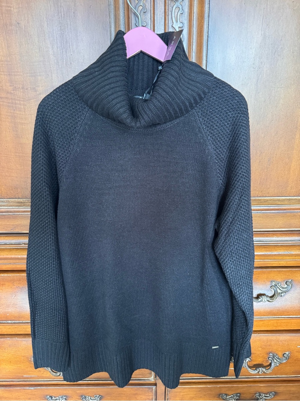 DKNY Cowl Neck Black Knit Sweater